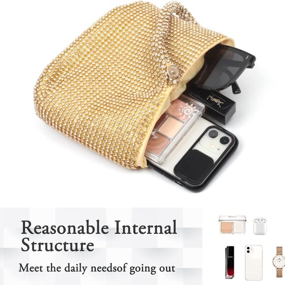 Hand Bags Purses for Women Rhinestone Bag Clutch Purses Party Wedding - Picture 4 of 6